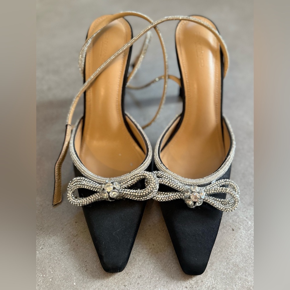 Tony Bianco Black Heels with Rhinestone Straps